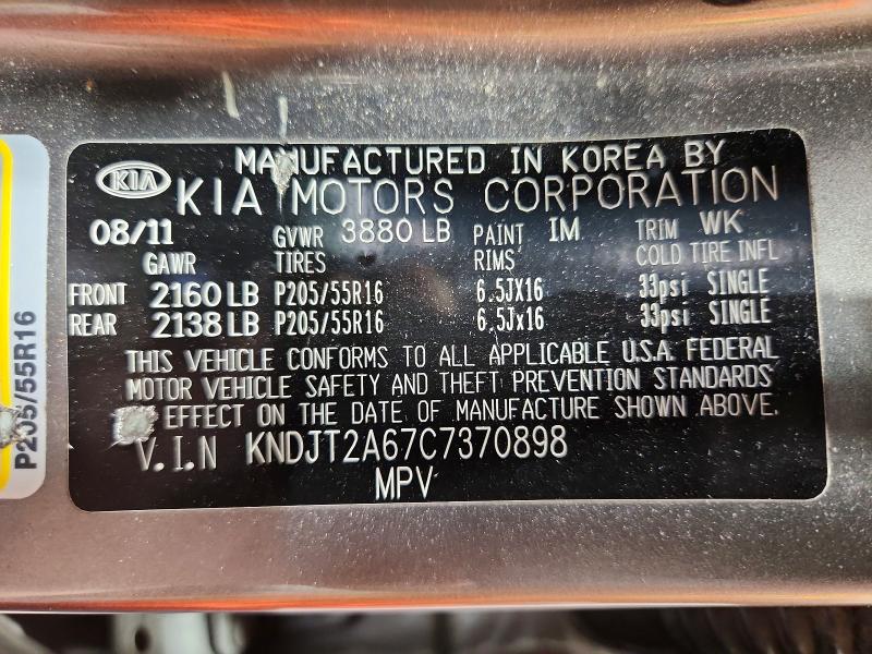 Aukcja sprzedaży 2012 Kia Soul, vin: KNDJT2A67C7370898, numer aukcji: 53274136