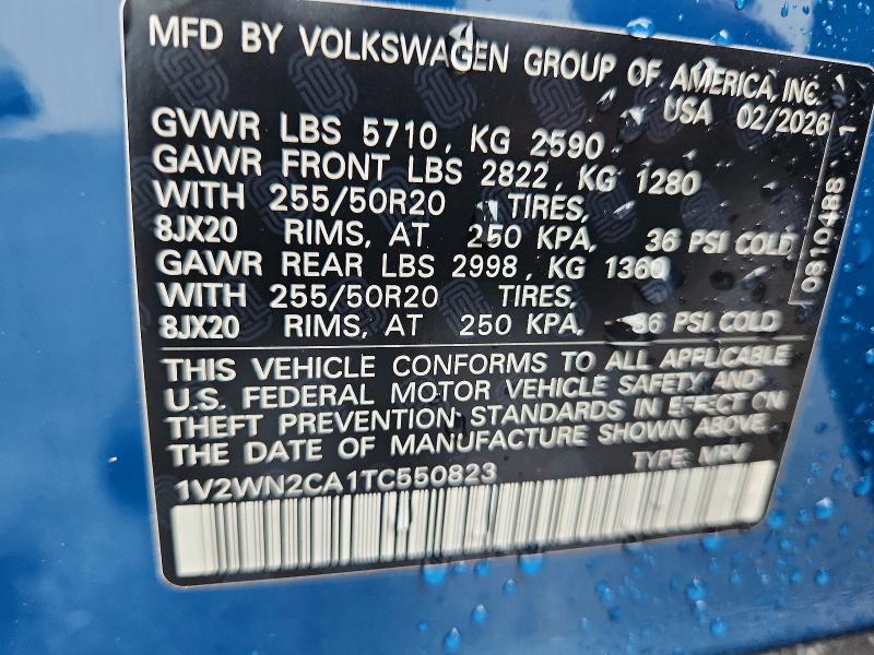 Продажа на аукционе авто 2026 Volkswagen Atlas, vin: 1V2WN2CA1TC550823, номер лота: 52079226
