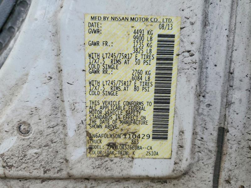 54747986 :رقم المزاد ، 1N6AF0LX5DN110429 vin ، 2013 Nissan Nv مزاد بيع