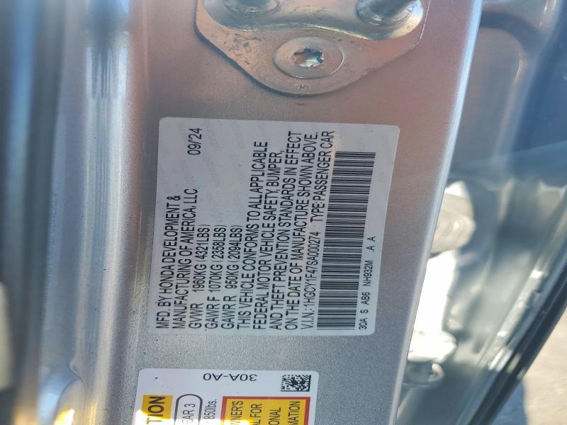 Aukcja sprzedaży 2025 Honda Accord, vin: 1HGCY1F47SA000274, numer aukcji: 55047296