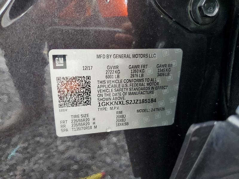 Aukcja sprzedaży 2018 Gmc Acadia, vin: 1GKKNXLS2JZ185184, numer aukcji: 54962396