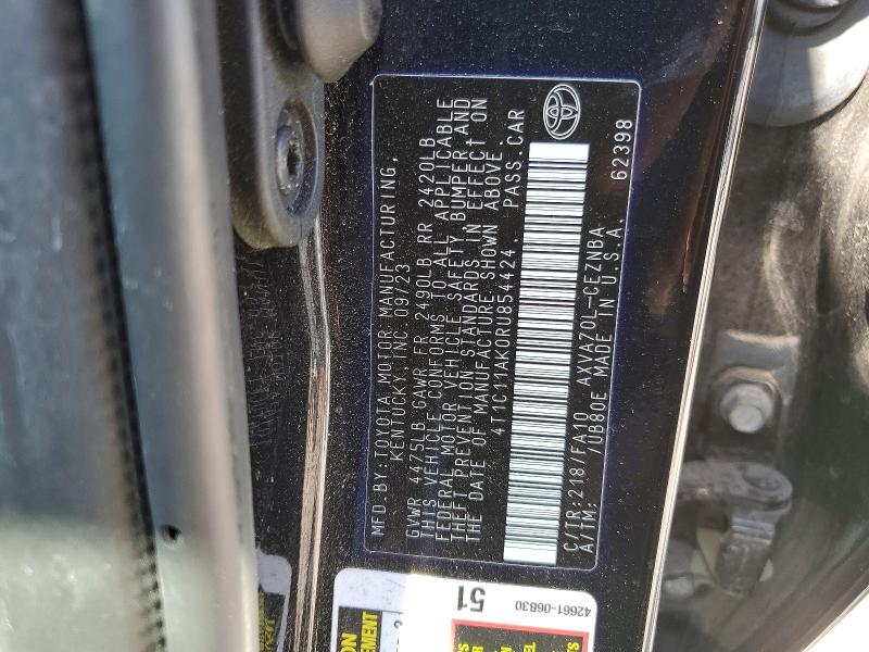 Продаж на аукціоні авто 2024 Toyota Camry, vin: 4T1C11AK0RU854424, номер лоту: 55044016