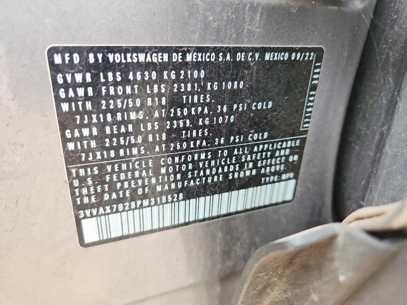 2023 Volkswagen Taos მანქანა იყიდება აუქციონზე, vin: 3VVAX7B28PM318528, აუქციონის ნომერი: 55004436