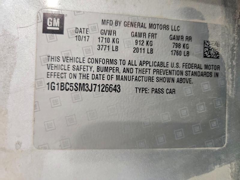Aukcja sprzedaży 2018 Chevrolet Cruze, vin: 1G1BC5SM3J7126643, numer aukcji: 51085876