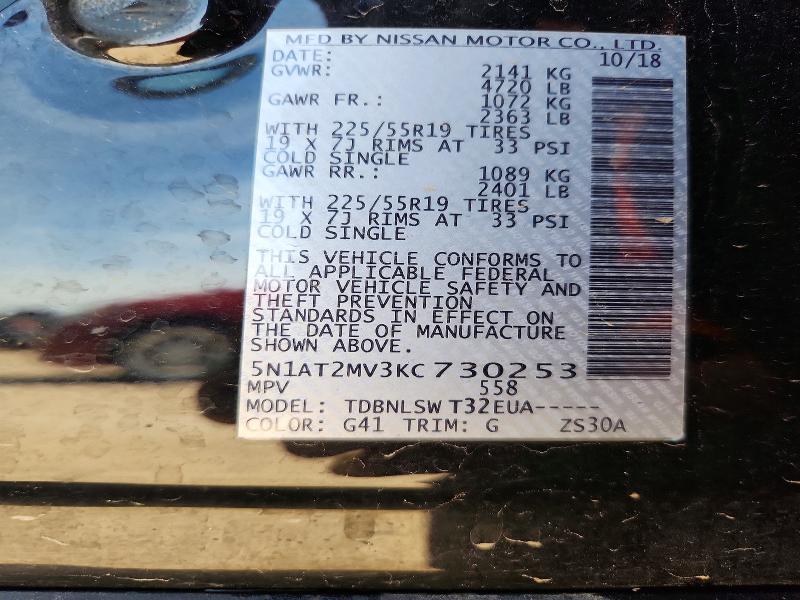 Aukcja sprzedaży 2019 Nissan Rogue, vin: 5N1AT2MV3KC730253, numer aukcji: 55231066