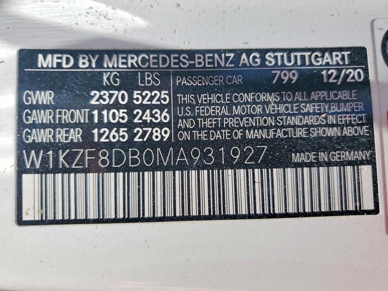 Продажа на аукционе авто 2021 Mercedes-benz E, vin: W1KZF8DB0MA931927, номер лота: 51538516