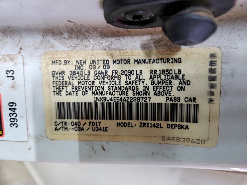 Aukcja sprzedaży 2010 Toyota Corolla, vin: 1NXBU4EE4AZ239727, numer aukcji: 54333036