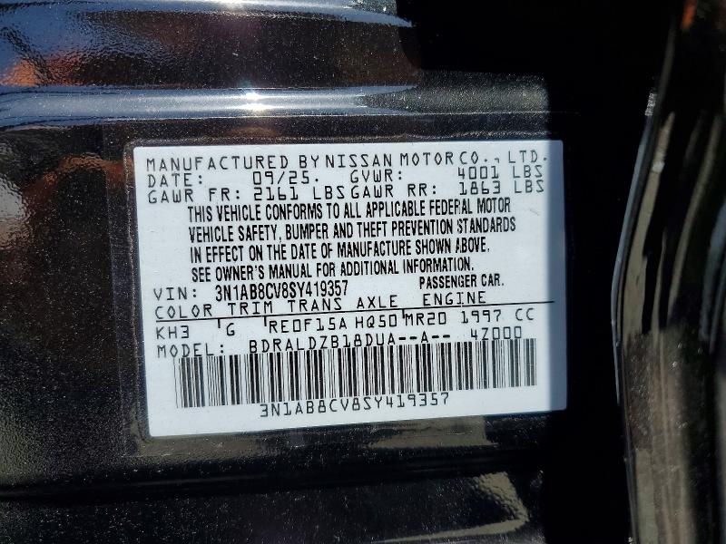 2025 Nissan Sentra მანქანა იყიდება აუქციონზე, vin: 3N1AB8CV8SY419357, აუქციონის ნომერი: 54011006