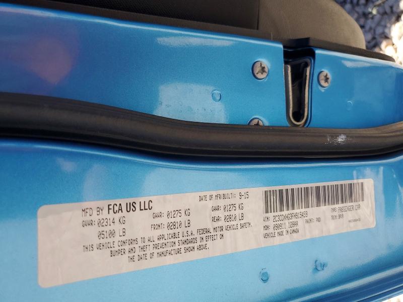 52370176 :رقم المزاد ، 2C3CDXHG3FH915459 vin ، 2015 Dodge Charger مزاد بيع