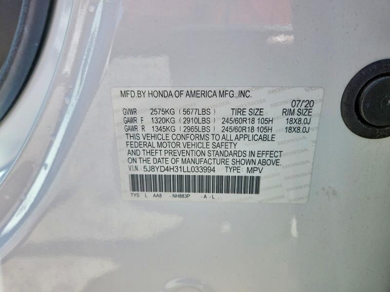 Aukcja sprzedaży 2020 Acura Mdx, vin: 5J8YD4H31LL033994, numer aukcji: 52382076