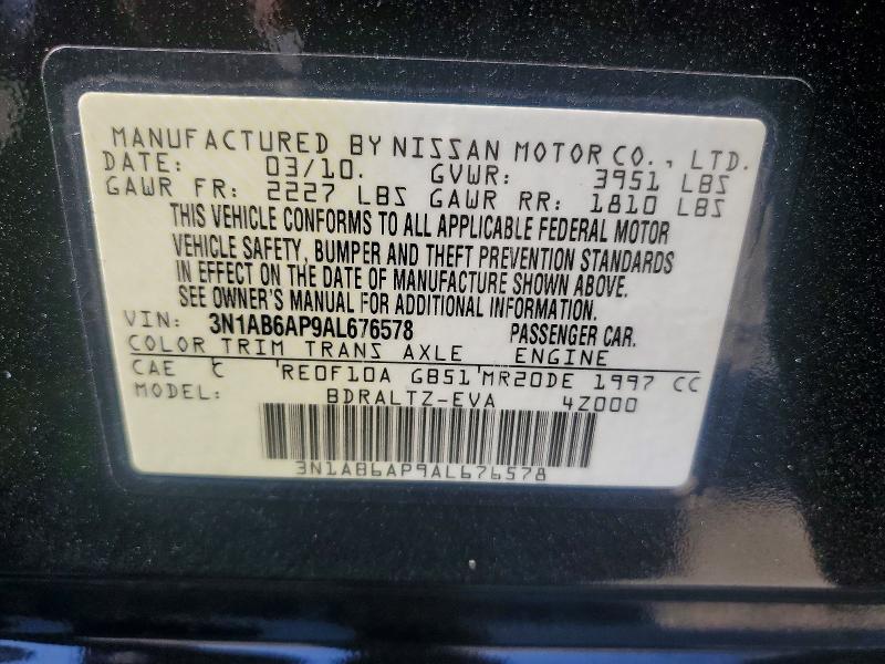 Продажа на аукционе авто 2010 Nissan Sentra, vin: 3N1AB6AP9AL676578, номер лота: 54165986