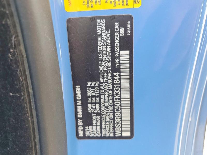 Продажа на аукционе авто 2015 Bmw M4, vin: WBS3R9C50FK331844, номер лота: 55679276
