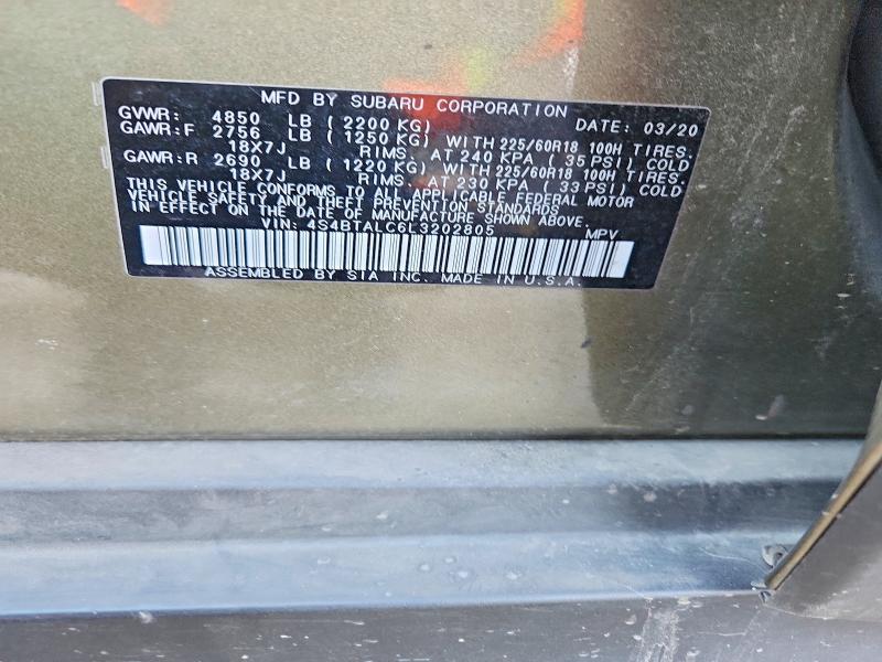 Aukcja sprzedaży 2020 Subaru Outback, vin: 4S4BTALC6L3202805, numer aukcji: 53769876