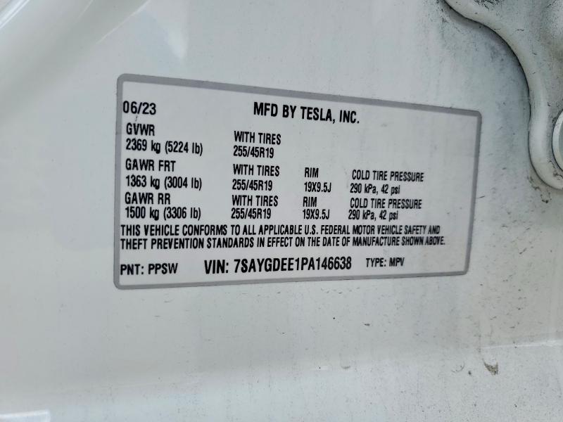 Aukcja sprzedaży 2023 Tesla Model Y, vin: 7SAYGDEE1PA146638, numer aukcji: 52930536