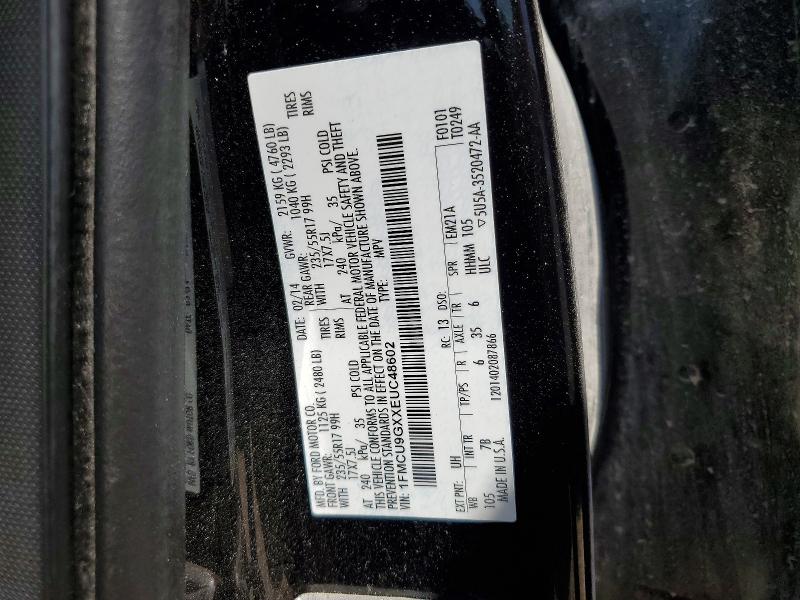 2014 Ford Escape მანქანა იყიდება აუქციონზე, vin: 1FMCU9GXXEUC48602, აუქციონის ნომერი: 53714276