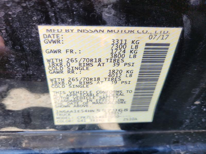54684176 :رقم المزاد ، 1N6AA1E54HN557968 vin ، 2017 Nissan Titan مزاد بيع