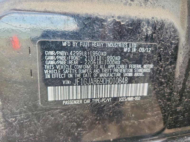Aukcja sprzedaży 2013 Subaru Impreza, vin: JF1GJAB69DH010848, numer aukcji: 51499096