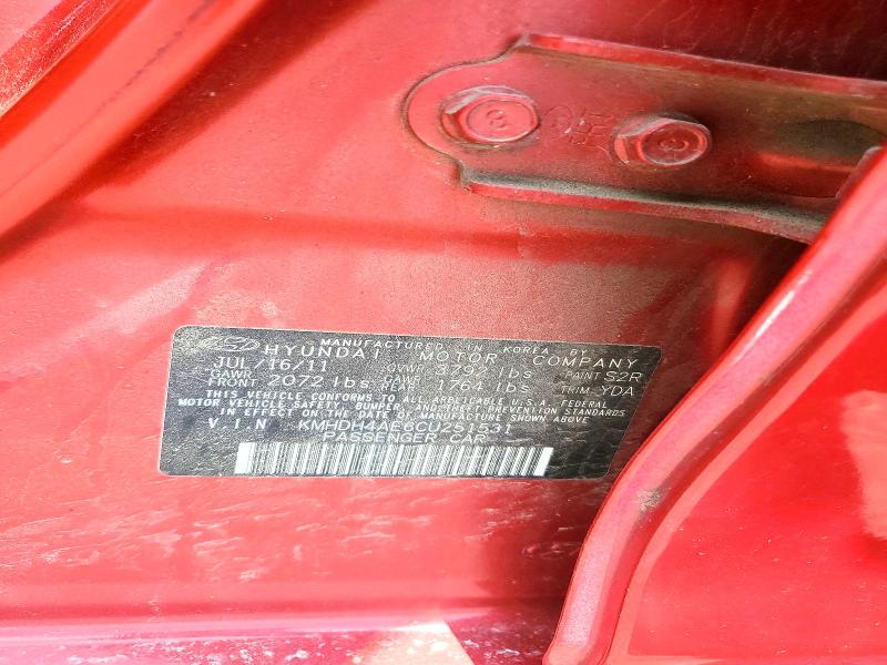 Продаж на аукціоні авто 2012 Hyundai Elantra, vin: KMHDH4AE6CU251531, номер лоту: 53852036