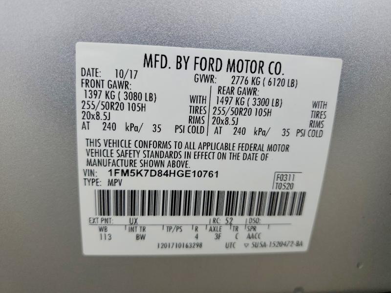 Продажа на аукционе авто 2017 Ford Explorer, vin: 1FM5K7D84HGE10761, номер лота: 53545226