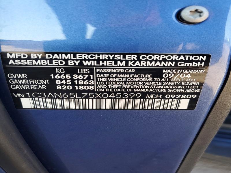 Продажа на аукционе авто 2005 Chrysler Crossfire, vin: 1C3AN65L75X045399, номер лота: 52237266