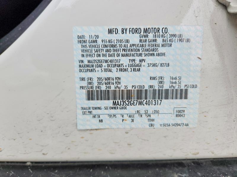 Продаж на аукціоні авто 2021 Ford Ecosport, vin: MAJ3S2GE7MC401317, номер лоту: 52192176