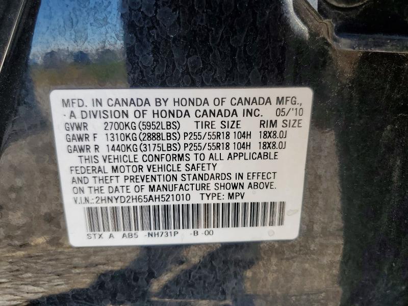 Aukcja sprzedaży 2010 Acura Mdx, vin: 2HNYD2H65AH521010, numer aukcji: 54161236