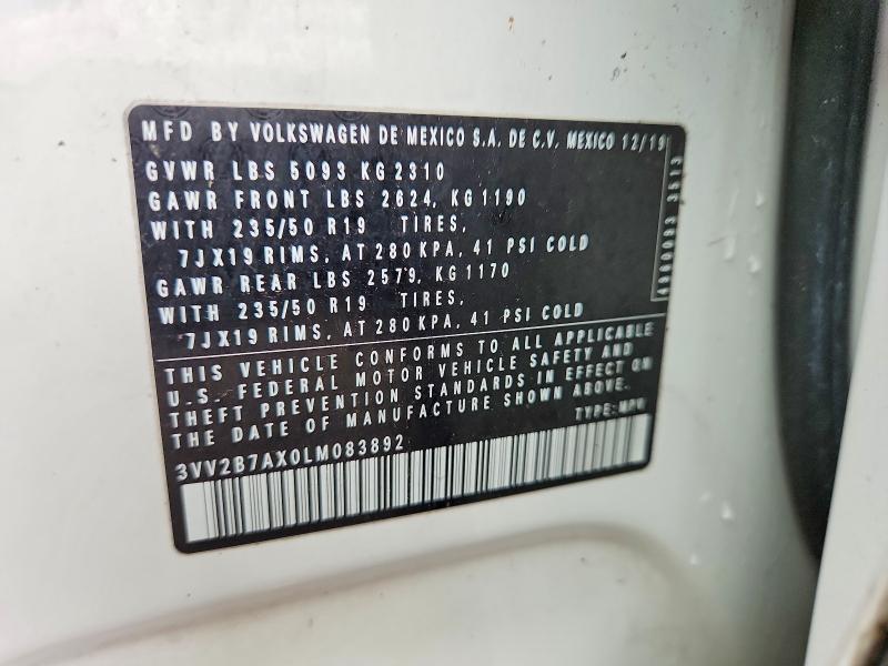 Aukcja sprzedaży 2020 Volkswagen Tiguan, vin: 3VV2B7AX0LM083892, numer aukcji: 55164116