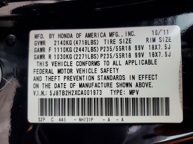 Продаж на аукціоні авто 2012 Acura Rdx, vin: 5J8TB2H2XCA001973, номер лоту: 52333886
