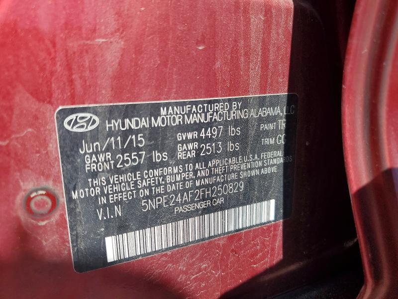 54977876 :رقم المزاد ، 5NPE24AF2FH250829 vin ، 2015 Hyundai Sonata مزاد بيع