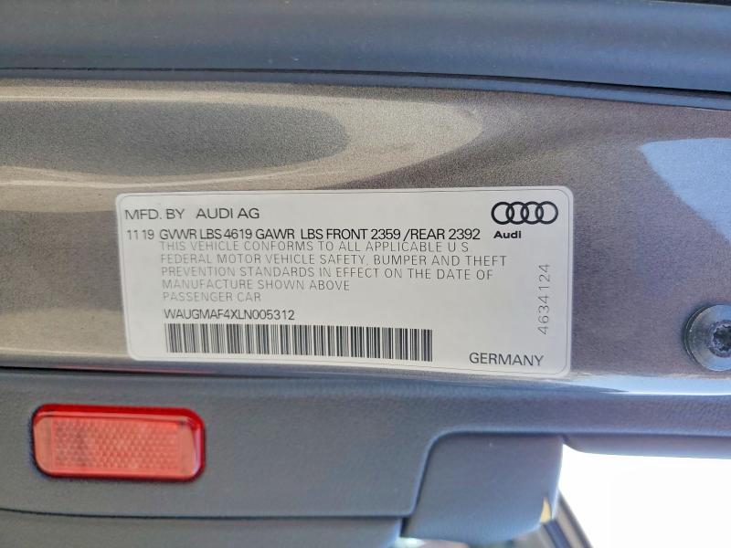 51145356 :رقم المزاد ، WAUGMAF4XLN005312 vin ، 2020 Audi A4 مزاد بيع