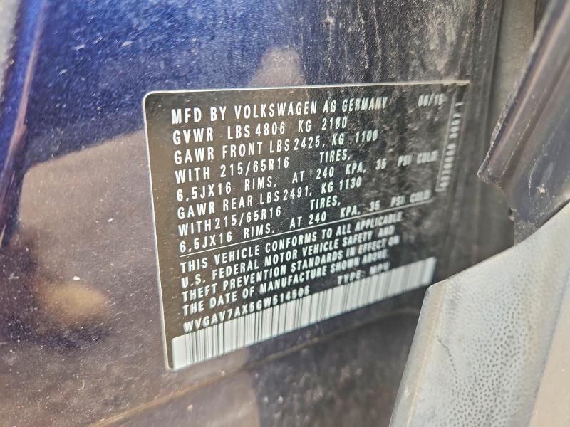 Продаж на аукціоні авто 2016 Volkswagen Tiguan, vin: WVGAV7AX5GW514505, номер лоту: 53922066