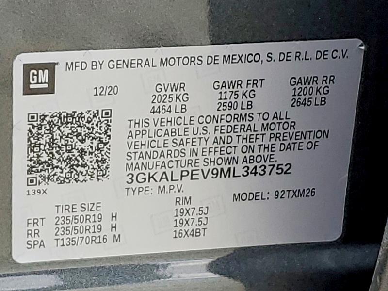 Aukcja sprzedaży 2021 Gmc Terrain, vin: 3GKALPEV9ML343752, numer aukcji: 55368986