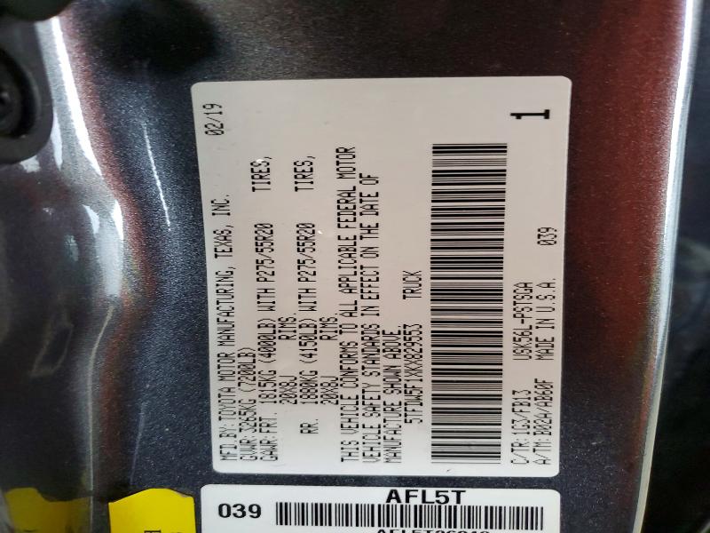 2019 Toyota Tundra მანქანა იყიდება აუქციონზე, vin: 5TFDW5F1XKX829553, აუქციონის ნომერი: 54202866