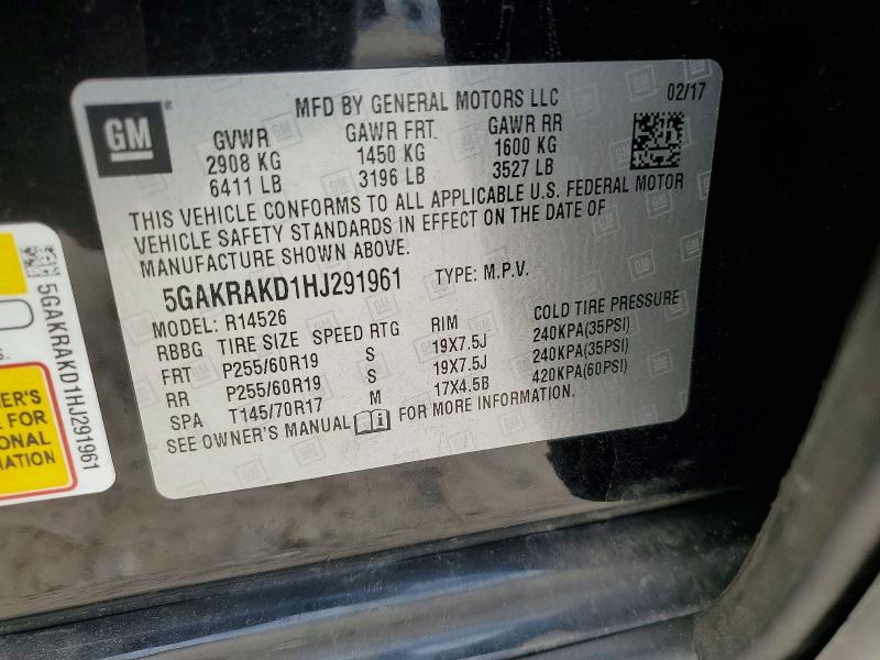Продаж на аукціоні авто 2017 Buick Enclave, vin: 5GAKRAKD1HJ291961, номер лоту: 52341366