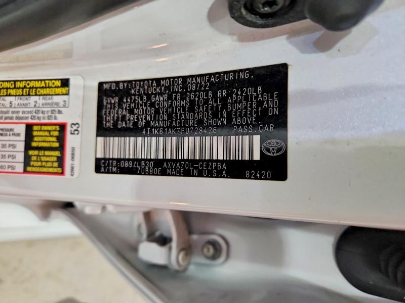 Продажа на аукционе авто 2023 Toyota Camry, vin: 4T1K61AK7PU728426, номер лота: 53913206