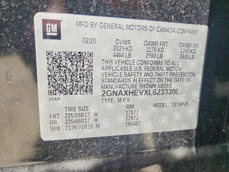 Продаж на аукціоні авто 2020 Chevrolet Equinox, vin: 2GNAXHEVXL6233308, номер лоту: 53571976