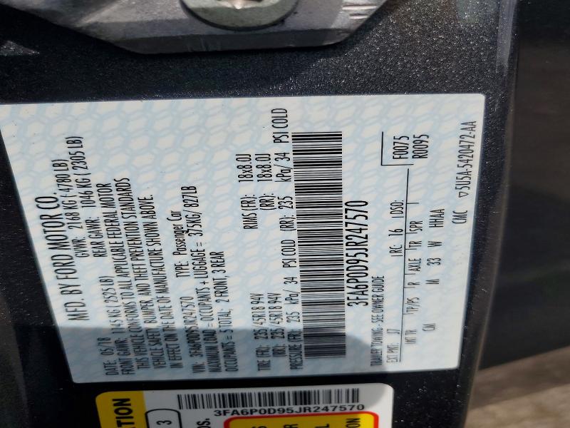 Продаж на аукціоні авто 2018 Ford Fusion, vin: 3FA6P0D95JR247570, номер лоту: 54925316