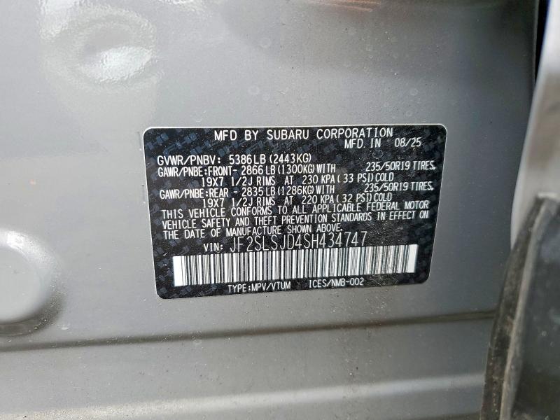 Aukcja sprzedaży 2025 Subaru Forester, vin: JF2SLSJD4SH434747, numer aukcji: 53056446