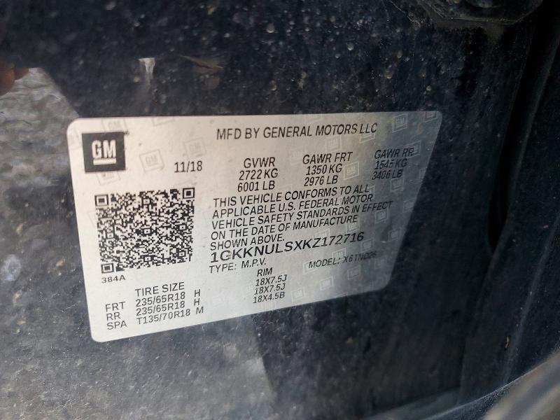 2019 Gmc Acadia მანქანა იყიდება აუქციონზე, vin: 1GKKNULSXKZ172716, აუქციონის ნომერი: 54251316