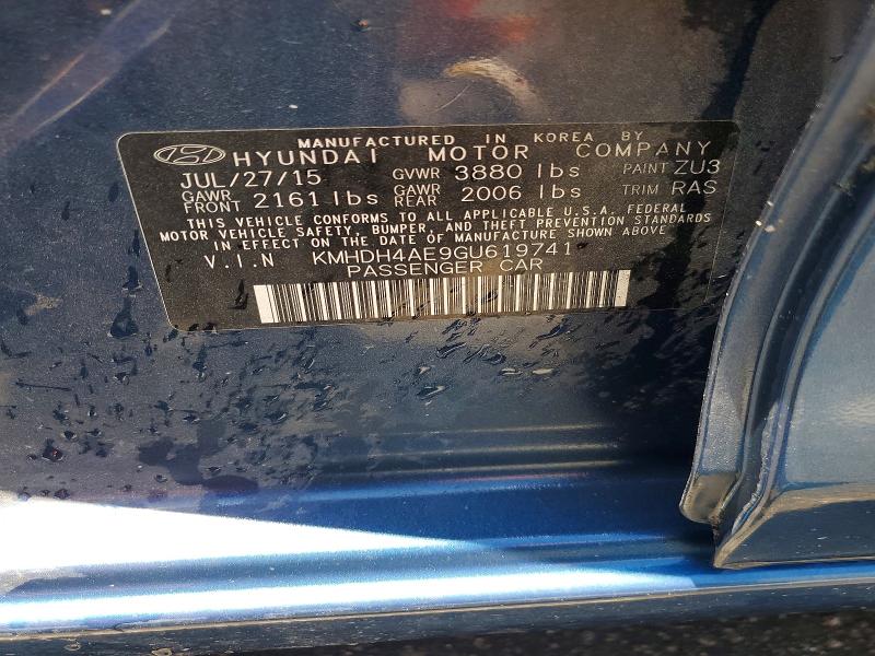 Продажа на аукционе авто 2016 Hyundai Elantra, vin: KMHDH4AE9GU619741, номер лота: 53344126