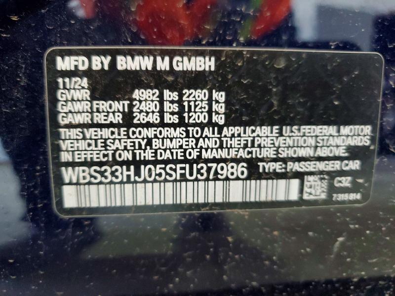 Продажа на аукционе авто 2025 Bmw M3, vin: WBS33HJ05SFU37986, номер лота: 55346126