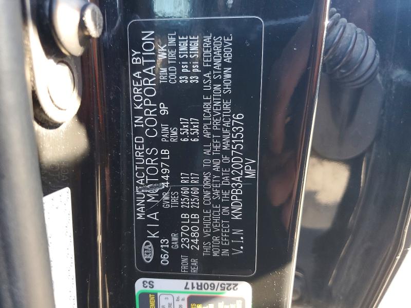52734886 :رقم المزاد ، KNDPB3A20D7515376 vin ، 2013 Kia Sportage مزاد بيع