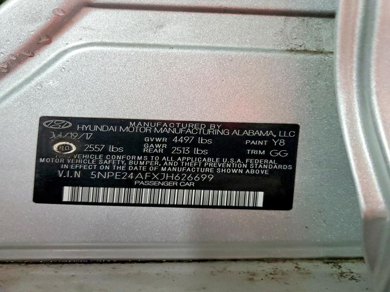 2018 Hyundai Sonata მანქანა იყიდება აუქციონზე, vin: 5NPE24AFXJH626699, აუქციონის ნომერი: 54355026