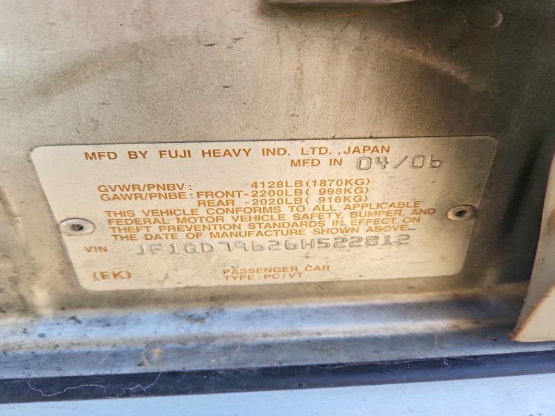 55058196 :رقم المزاد ، JF1GD79626H522812 vin ، 2006 Subaru Impreza مزاد بيع