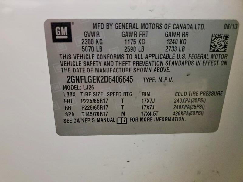 2013 Chevrolet Equinox მანქანა იყიდება აუქციონზე, vin: 2GNFLGEK2D6406645, აუქციონის ნომერი: 55640176