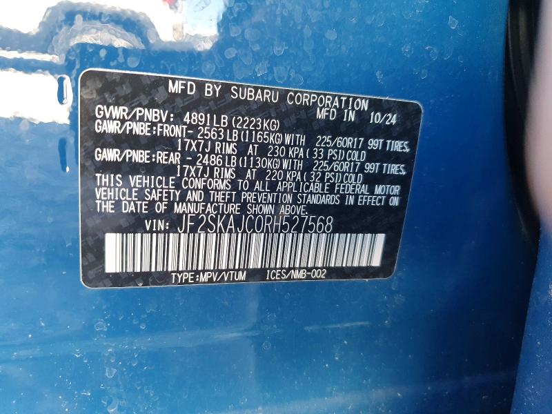 Продаж на аукціоні авто 2024 Subaru Forester, vin: JF2SKAJC0RH527568, номер лоту: 53586546