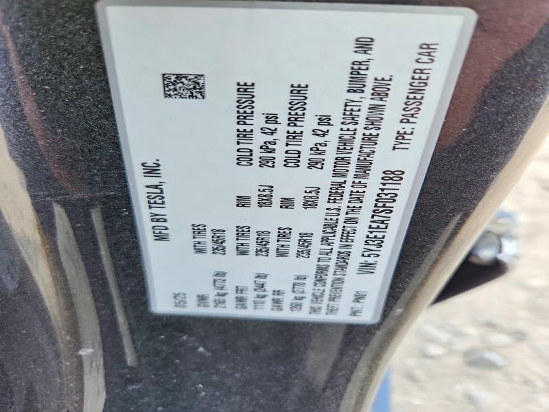 2025 Tesla Model 3 მანქანა იყიდება აუქციონზე, vin: 5YJ3E1EA7SF031188, აუქციონის ნომერი: 53104496