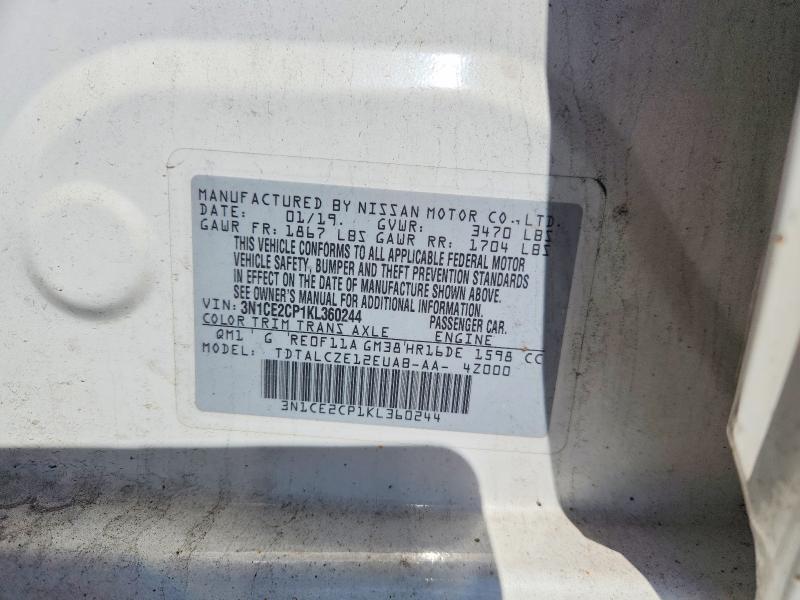 55079966 :رقم المزاد ، 3N1CE2CP1KL360244 vin ، 2019 Nissan Versa Note مزاد بيع