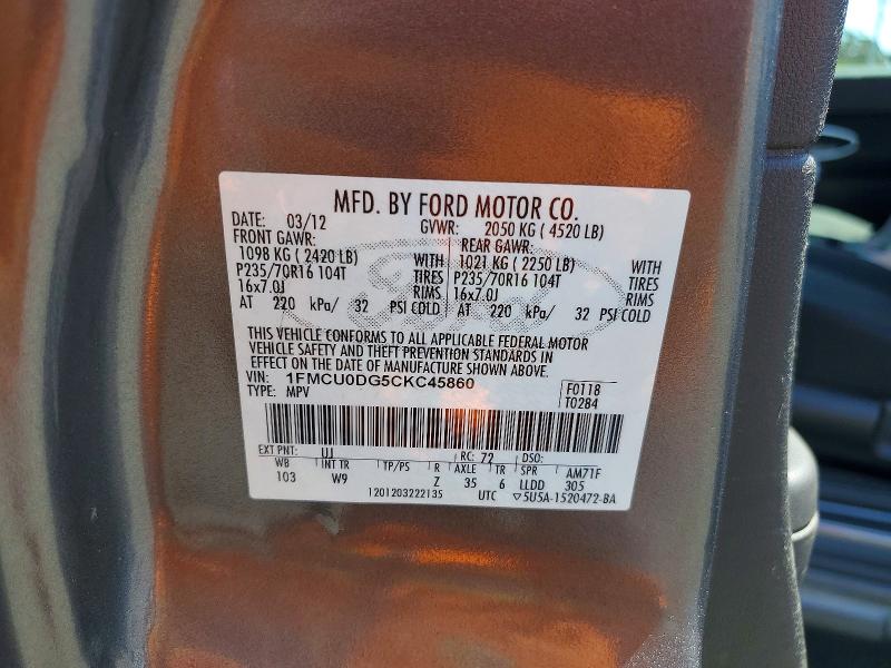 Продаж на аукціоні авто 2012 Ford Escape, vin: 1FMCU0DG5CKC45860, номер лоту: 54628736
