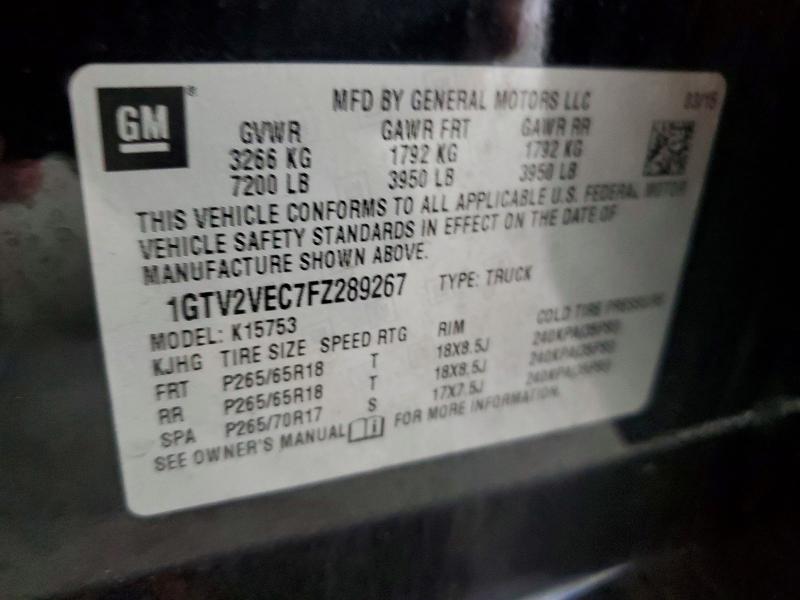 54201706 :رقم المزاد ، 1GTV2VEC7FZ289267 vin ، 2015 Gmc Sierra مزاد بيع